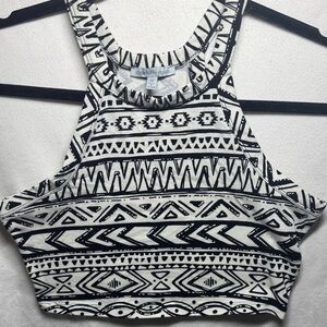 Charlotte Russe Black and White Tribal Crop Top